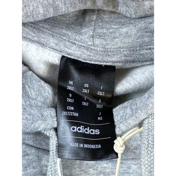 NWT Adidas Grey Heather Feel Cozy Pullover Fleece Hoodie Sz 2XLT Kangaroo Pocket - Picture 4 of 10